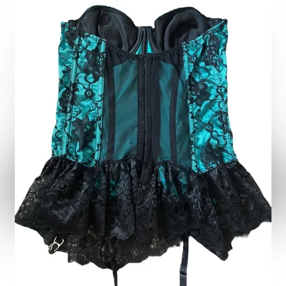 NWOT y2k Teal Corset w/ Lace - Picture 2 of 5